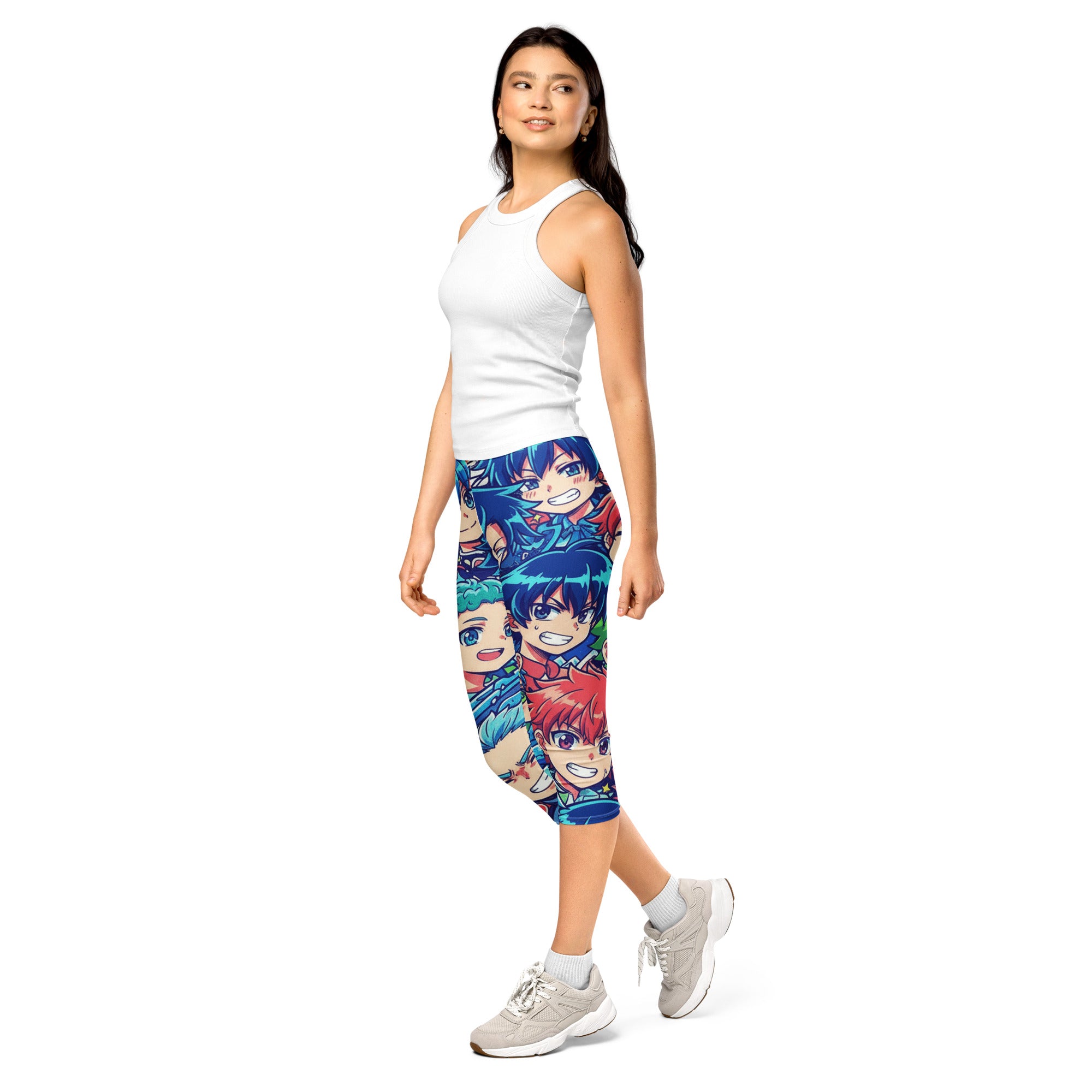 Anime Ocean Wave Capri Leggings | GearBunch