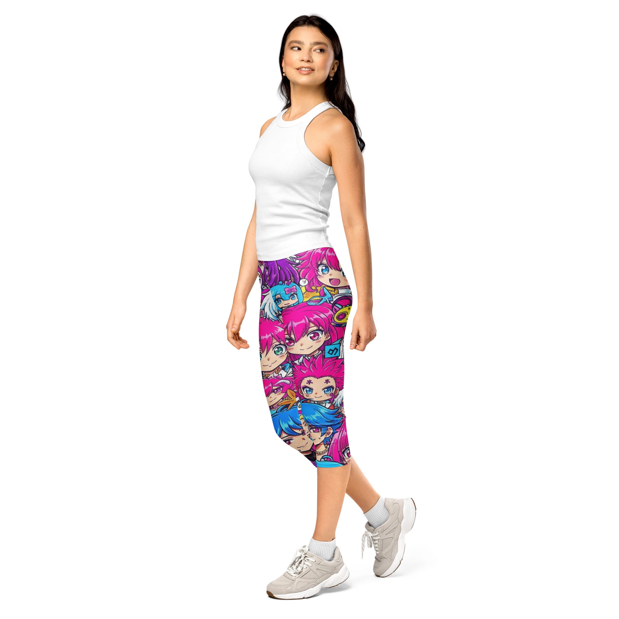 Anime Collage Pop Idol Capri Leggings | GearBunch