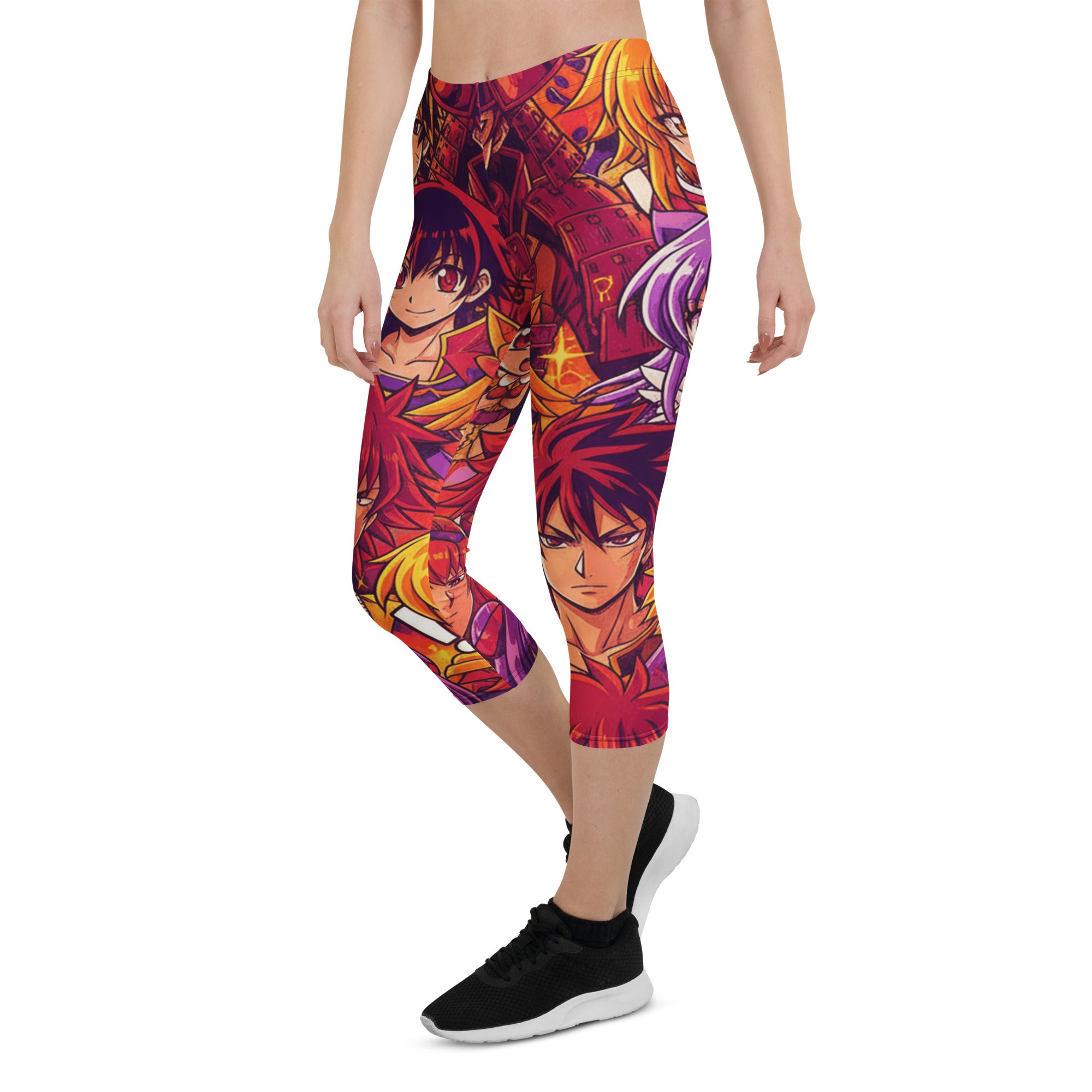 Anime Collage Sunset Samurai Capri Leggings | GearBunch