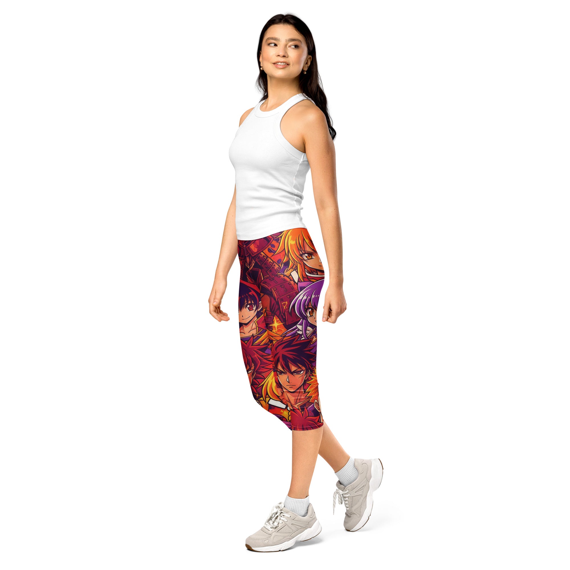 Anime Collage Sunset Samurai Capri Leggings | GearBunch