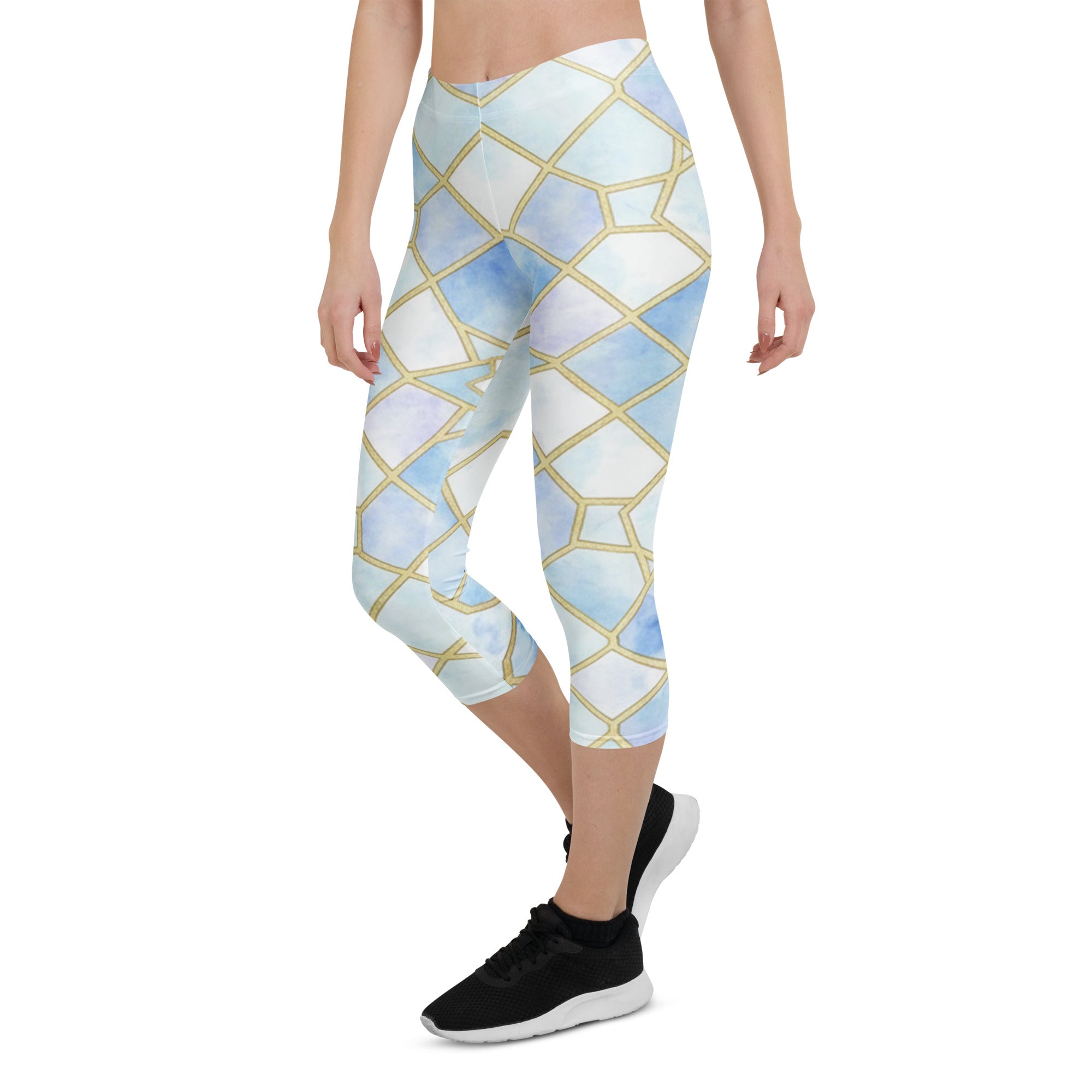 Arabic Ice Crystal Capri Leggings | GearBunch