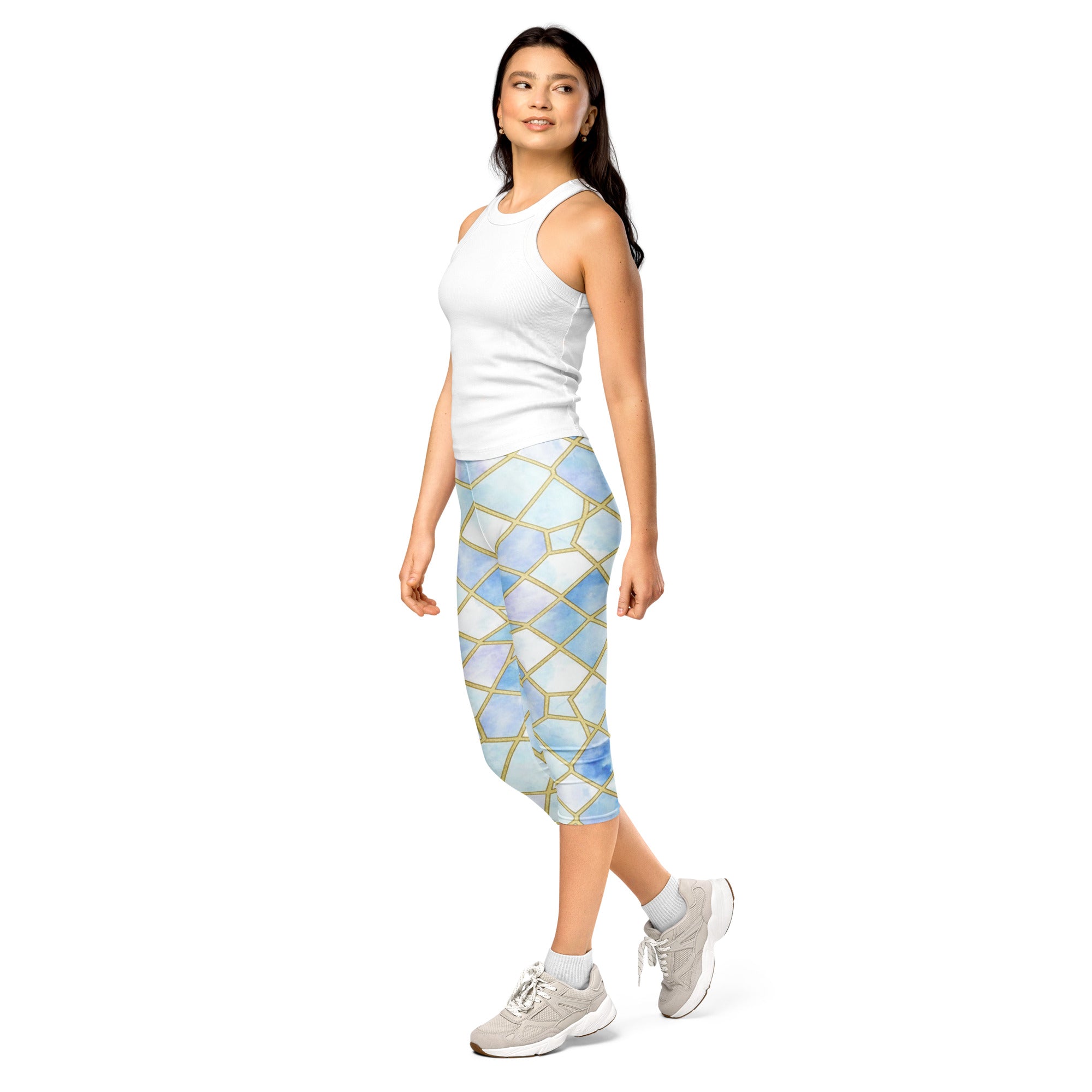 Arabic Ice Crystal Capri Leggings | GearBunch
