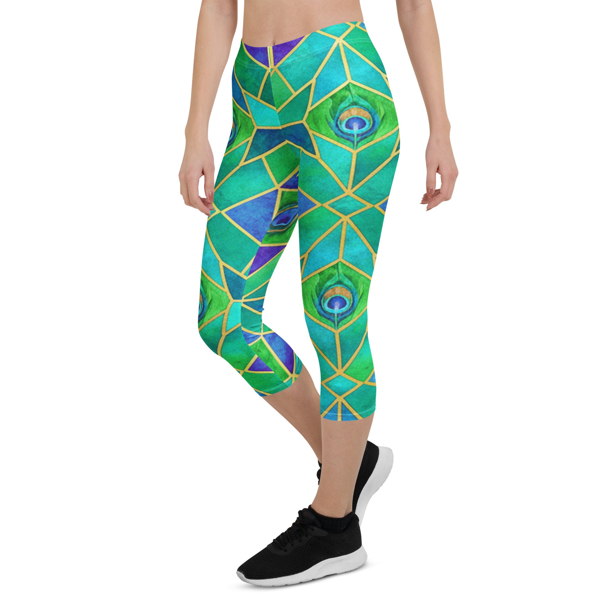 Peacock Plume Capri Leggings | GearBunch