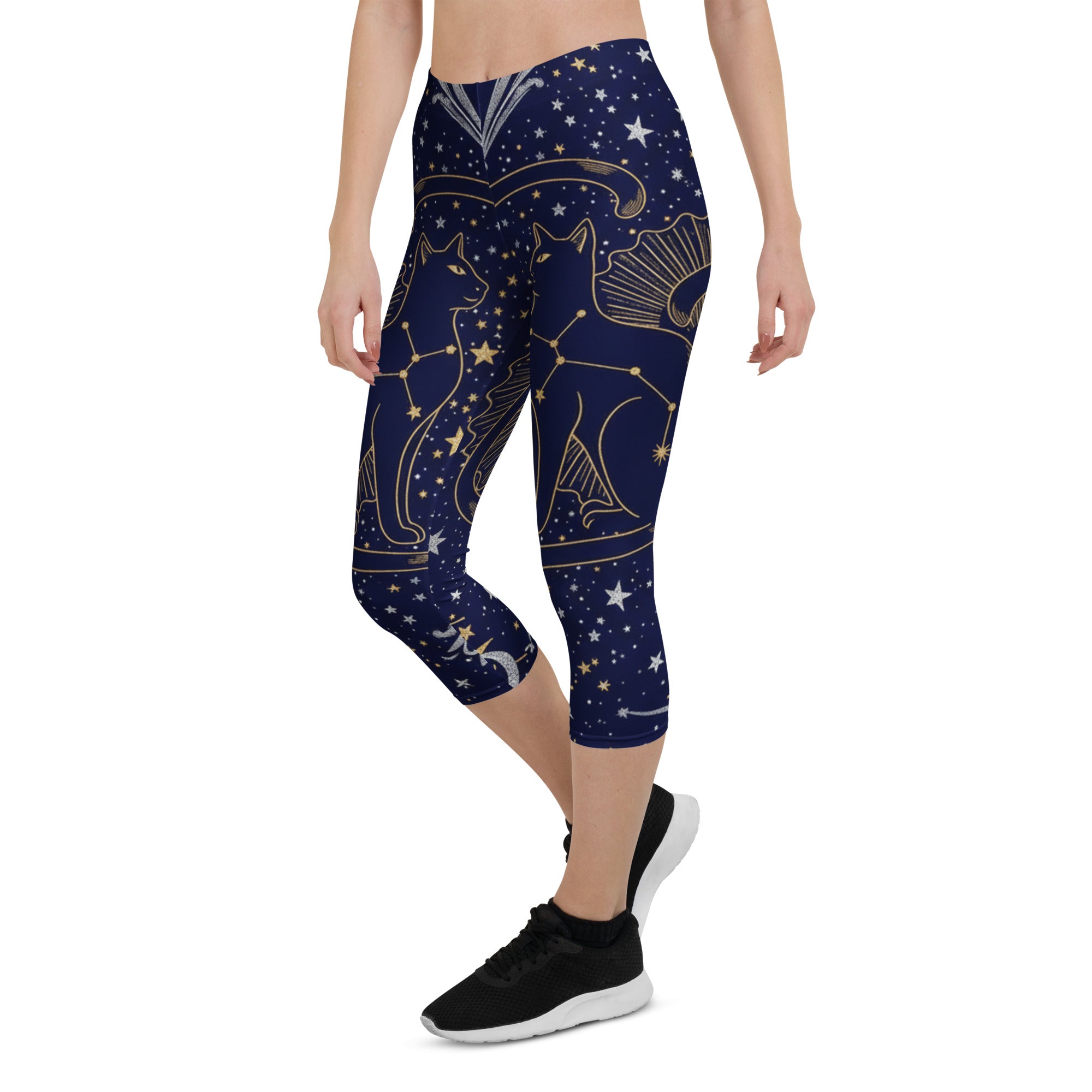 Black Cat Constellation Capri Leggings | GearBunch