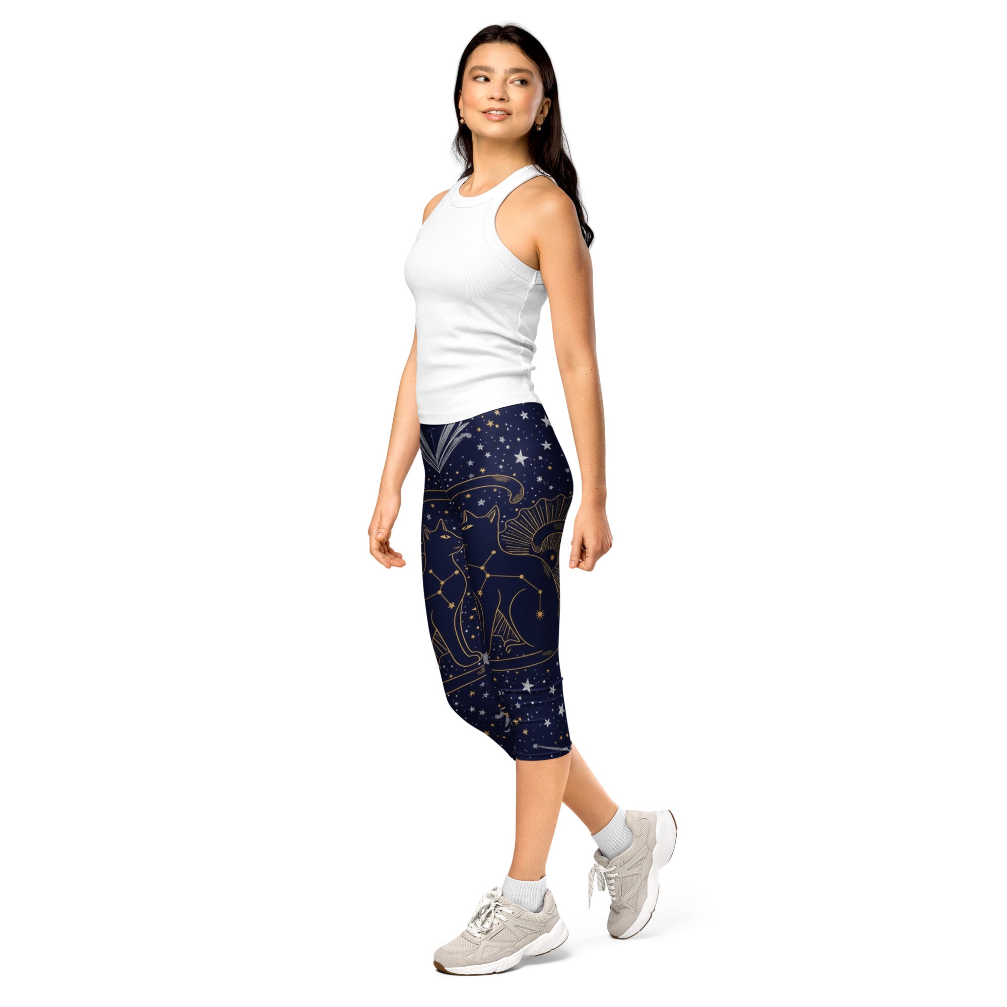 Black Cat Constellation Capri Leggings | GearBunch