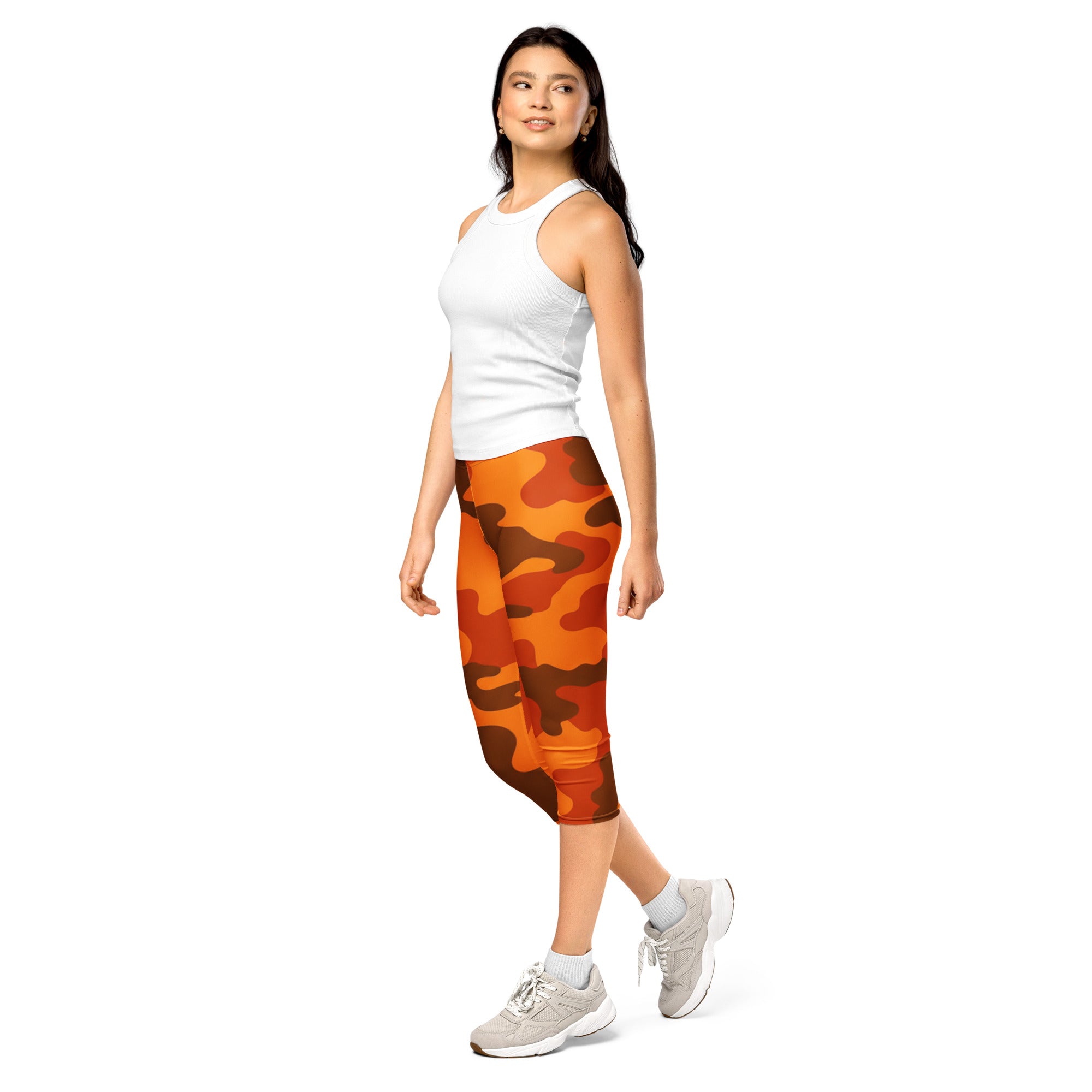 Burnt Orange Camo Capri Leggings | GearBunch