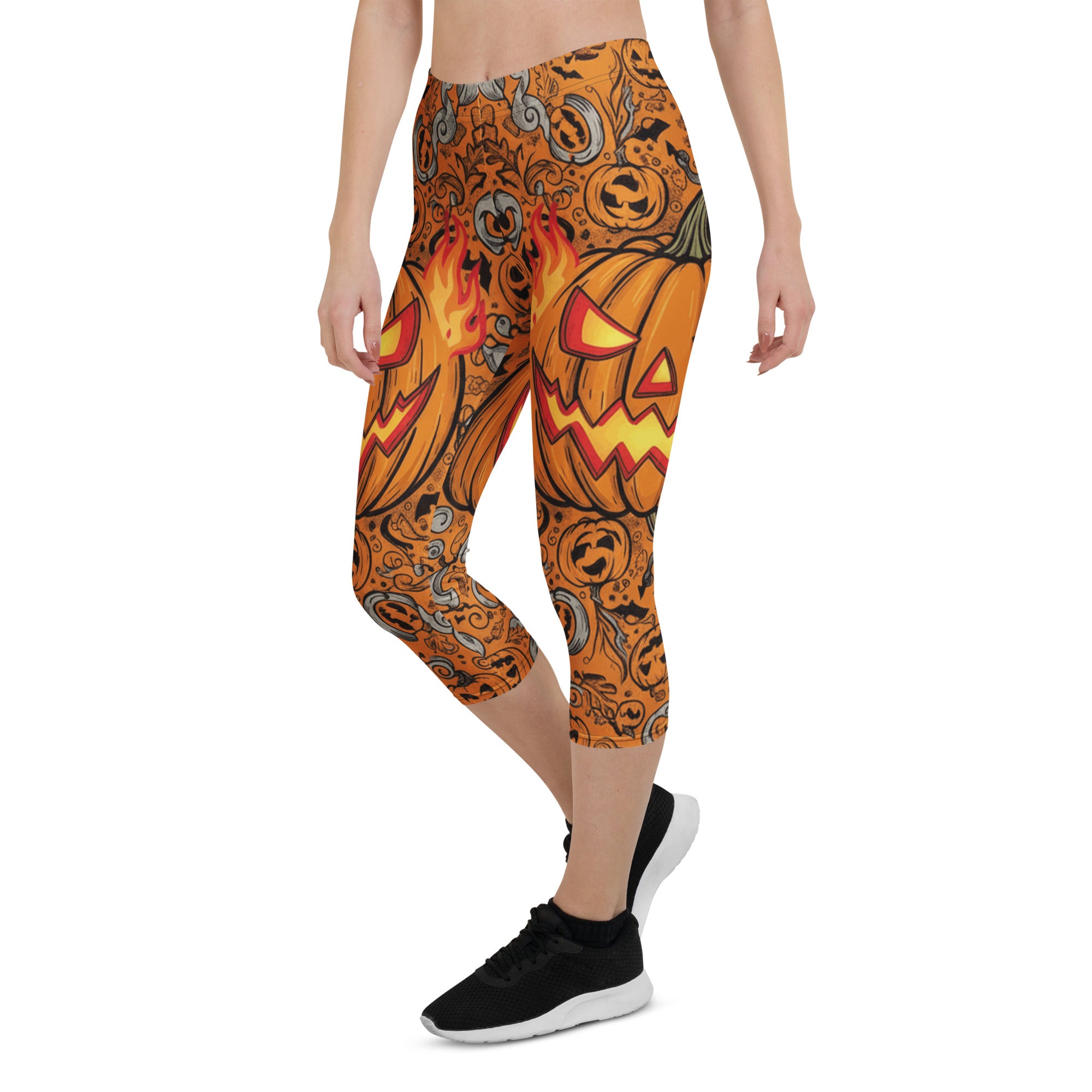 Jack-o-Lantern Glow Capri Leggings | GearBunch
