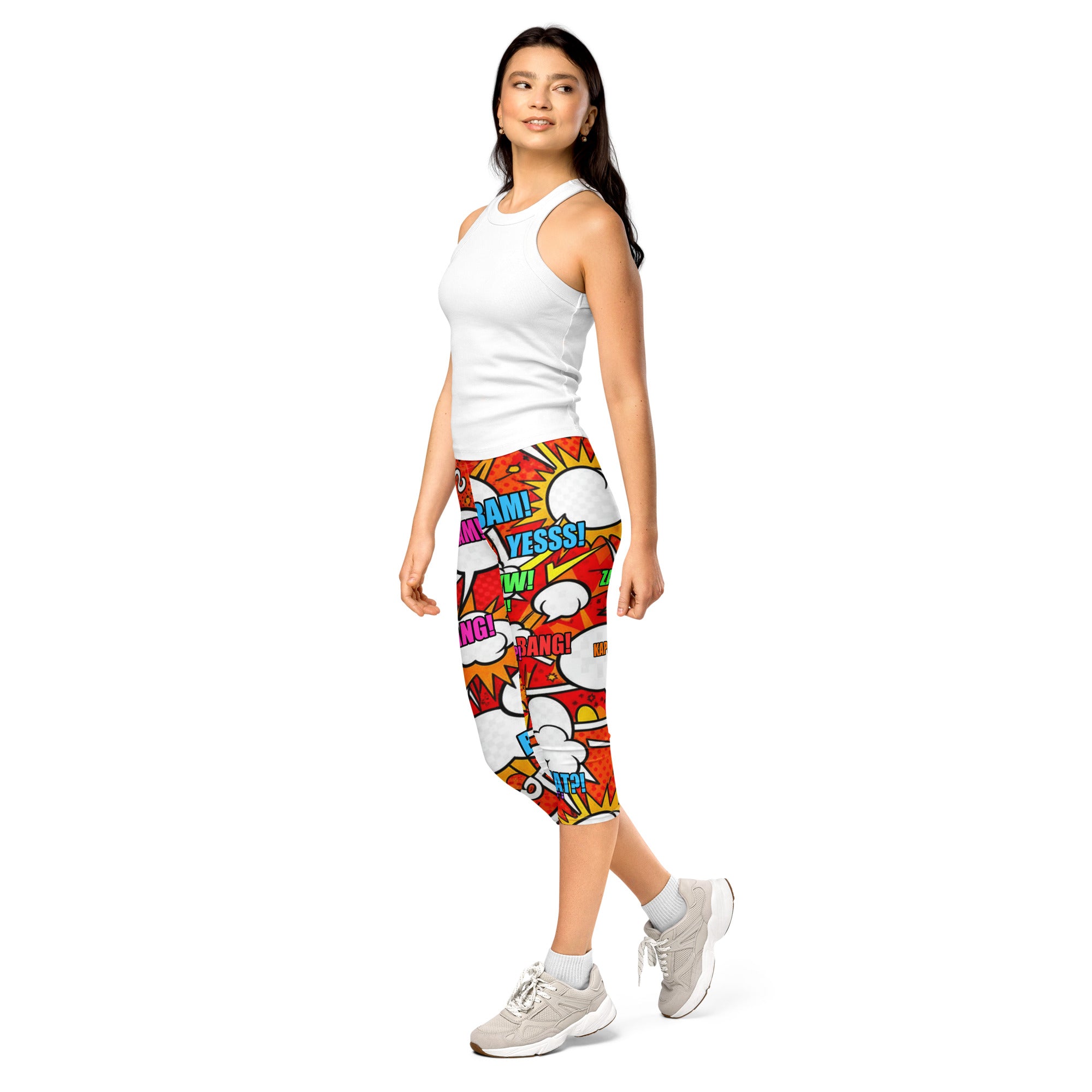 Comic Pop Fire Engine Capri Leggings | GearBunch