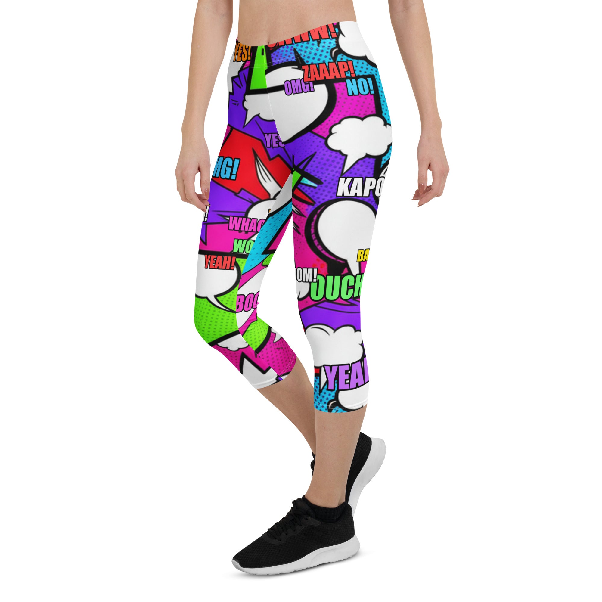 Comic Pop Neon Pink Capri Leggings | GearBunch