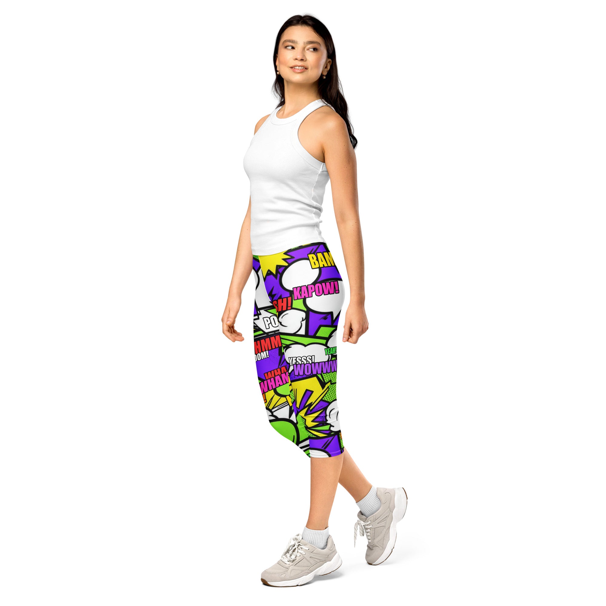 Comic Pop Toxic Green Capri Leggings | GearBunch