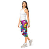 Women's comic strip graffiti street capris front view