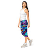 Women's comic strip space battle printed capri leggings front view