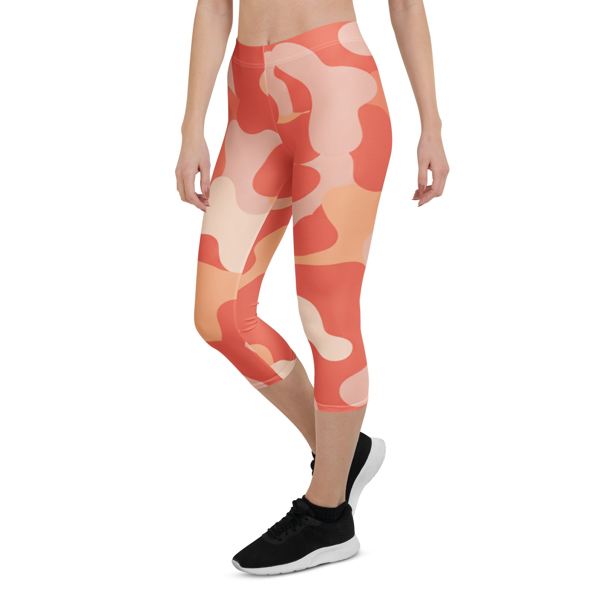 Coral Sunset Camo Capri Leggings | GearBunch