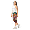 Women's día de los muertos marigold printed capri leggings front view