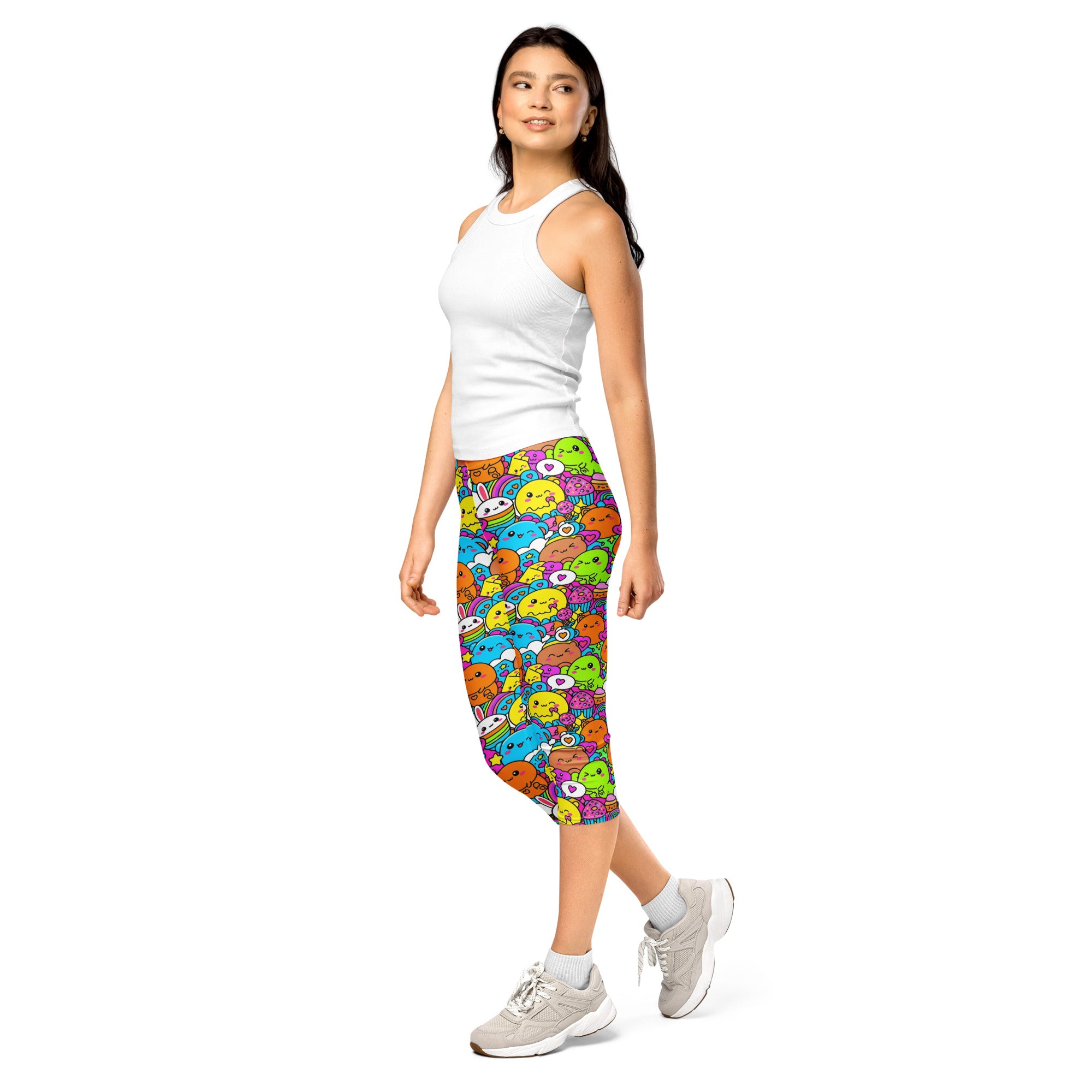 Kawaii Dinosaur Stomp Capri Leggings | GearBunch