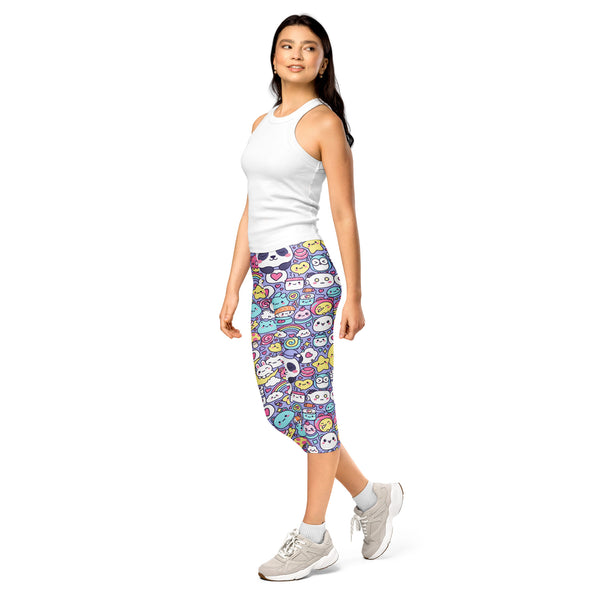 Women's kawaii sleepy time capri leggings front view