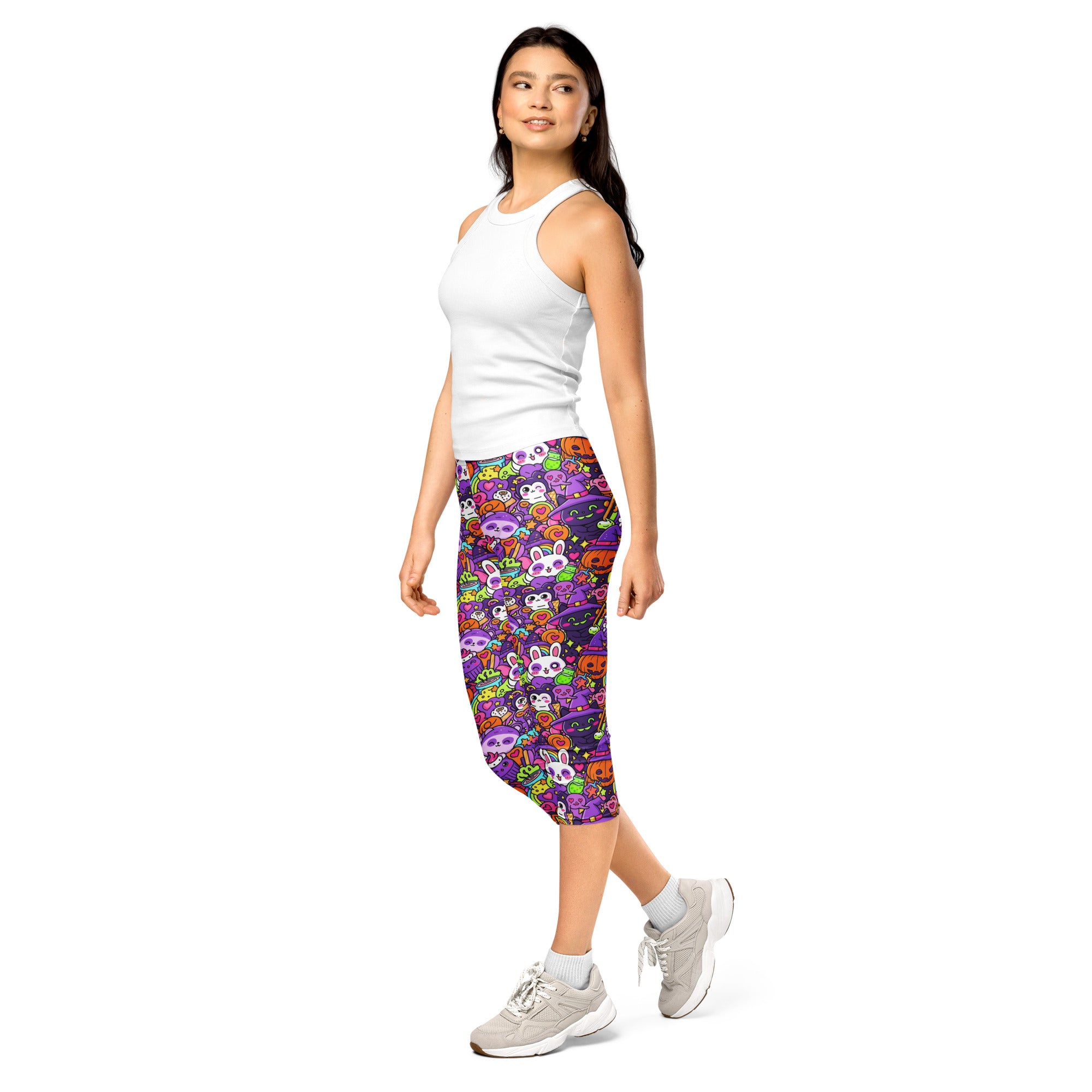 Women's kawaii witch familiar capris front view