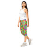 Women's psychedelic acid trip patterned capri leggings front view