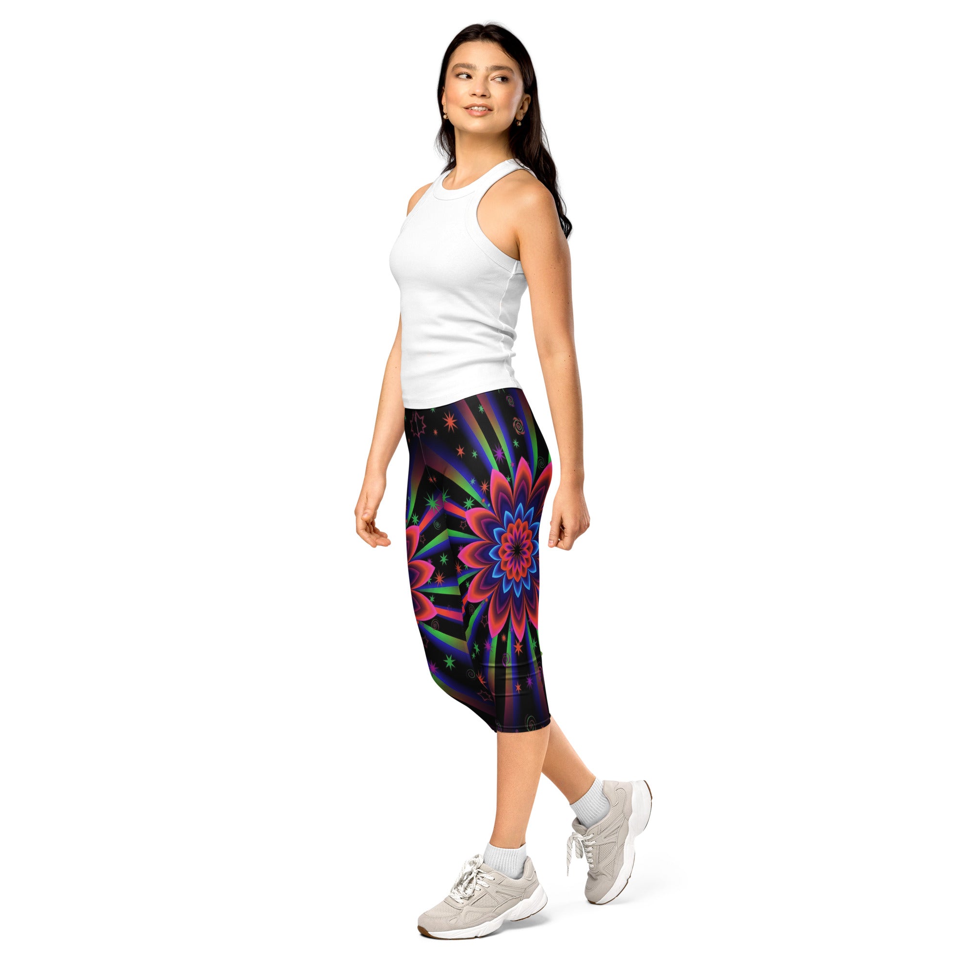 Psychedelic Blacklight Capri Leggings | GearBunch