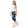 Women's silver daisy capri leggings front view