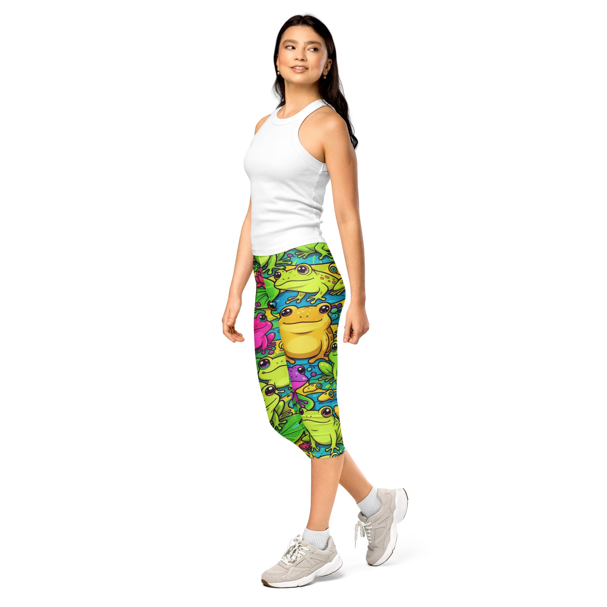 Women's frog pond printed capri leggings front view