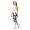 Women's black and white panda printed capri leggings front view