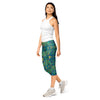 Women's zellige peacock printed capris front view