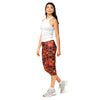 Women's ruby gold printed capris front view