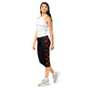 Women's black baseball stitches capris front view