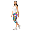 Women's comic strip surf kapow printed capris front view