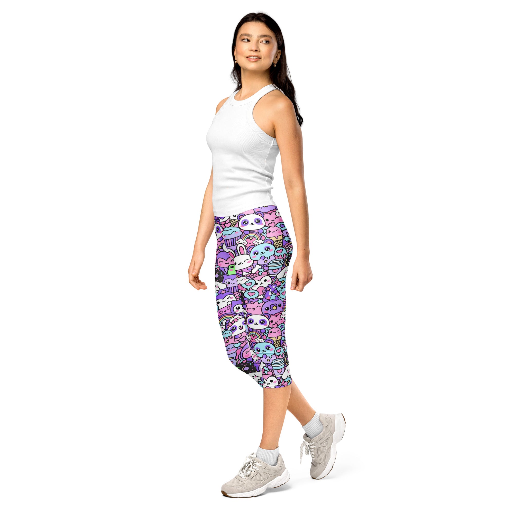Women's kawaii pastel goth capri leggings front view