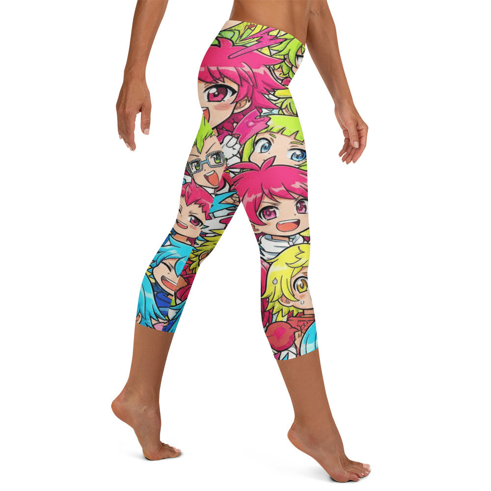 Anime Collage Chibi Party Capri Leggings | GearBunch