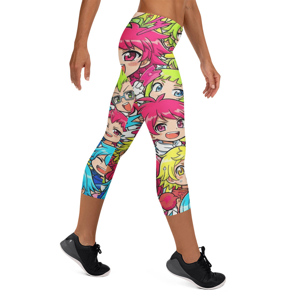 Anime Collage Chibi Party Capri Leggings | GearBunch