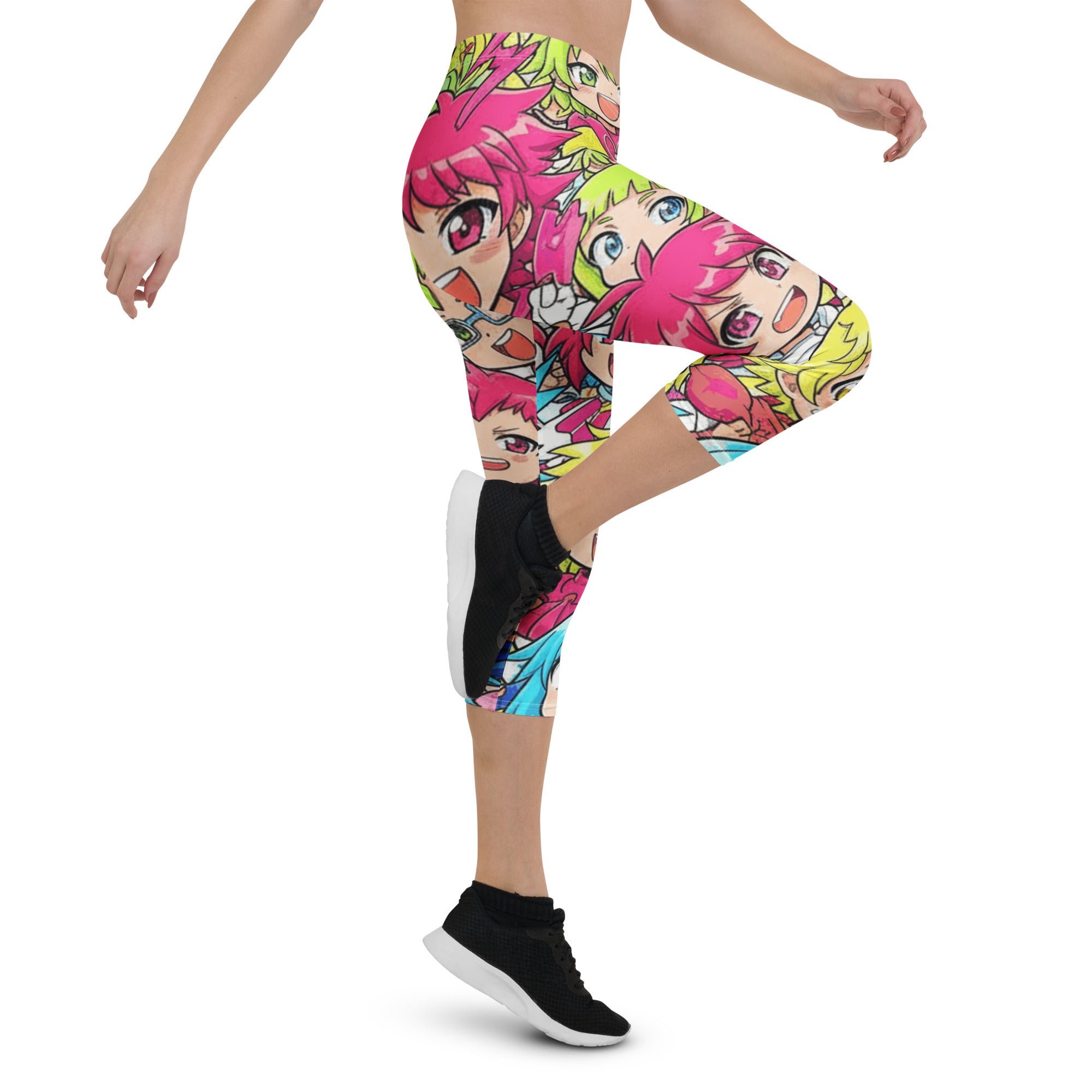 Anime Collage Chibi Party Capri Leggings | GearBunch