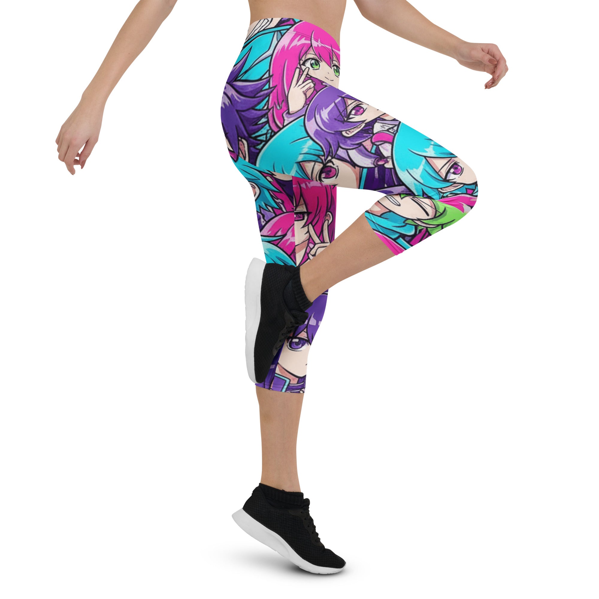 Anime Collage Cyberpunk Capri Leggings | GearBunch