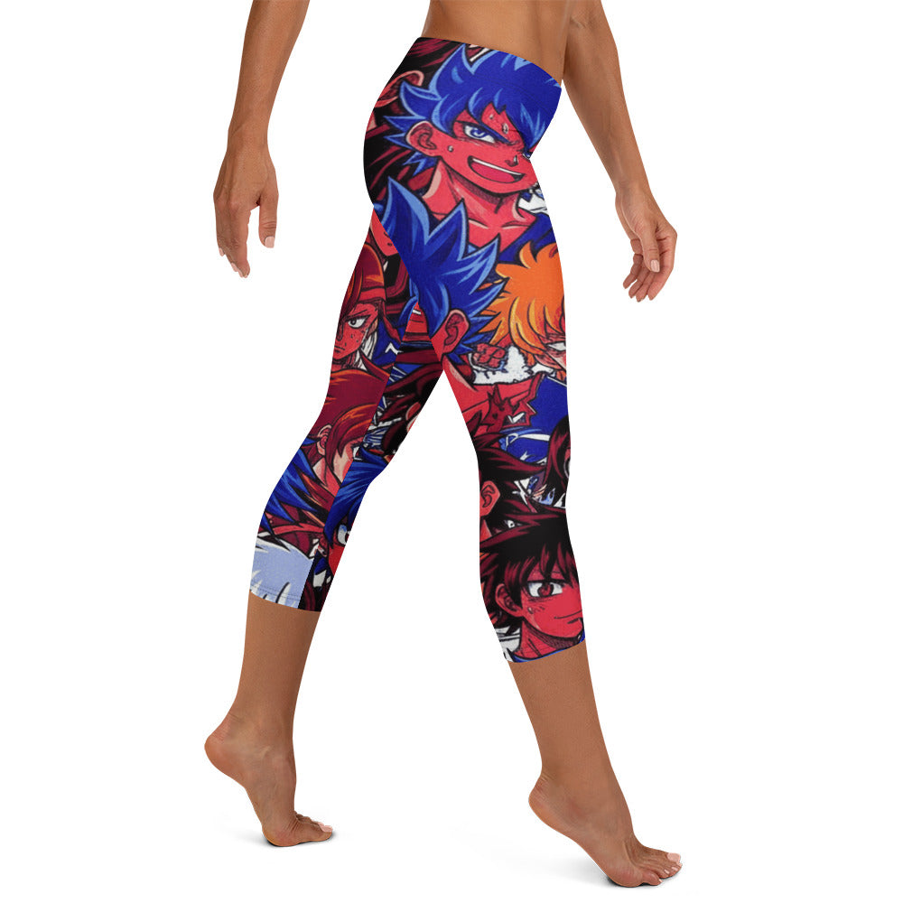 Anime Collage Dark Shonen Capri Leggings | GearBunch