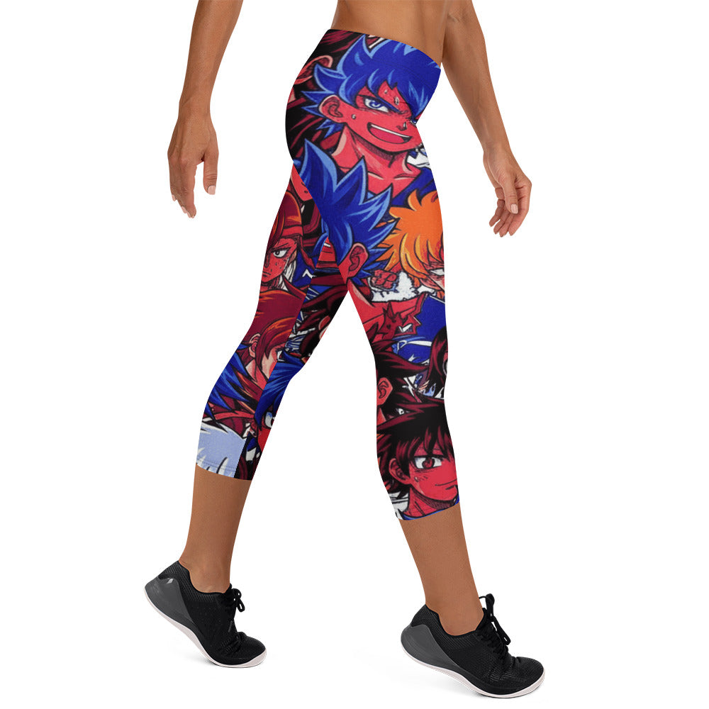 Anime Collage Dark Shonen Capri Leggings | GearBunch