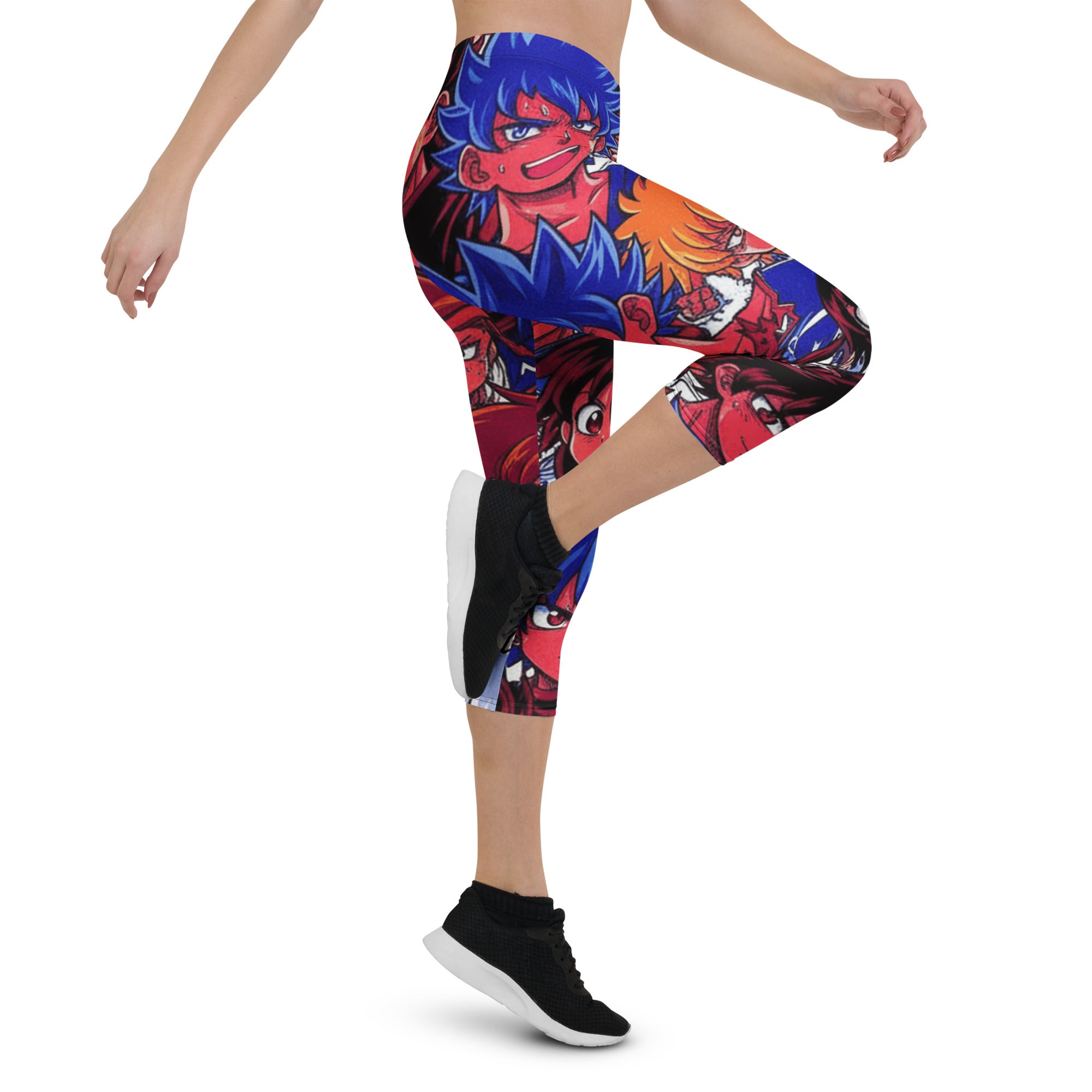 Anime Collage Dark Shonen Capri Leggings | GearBunch
