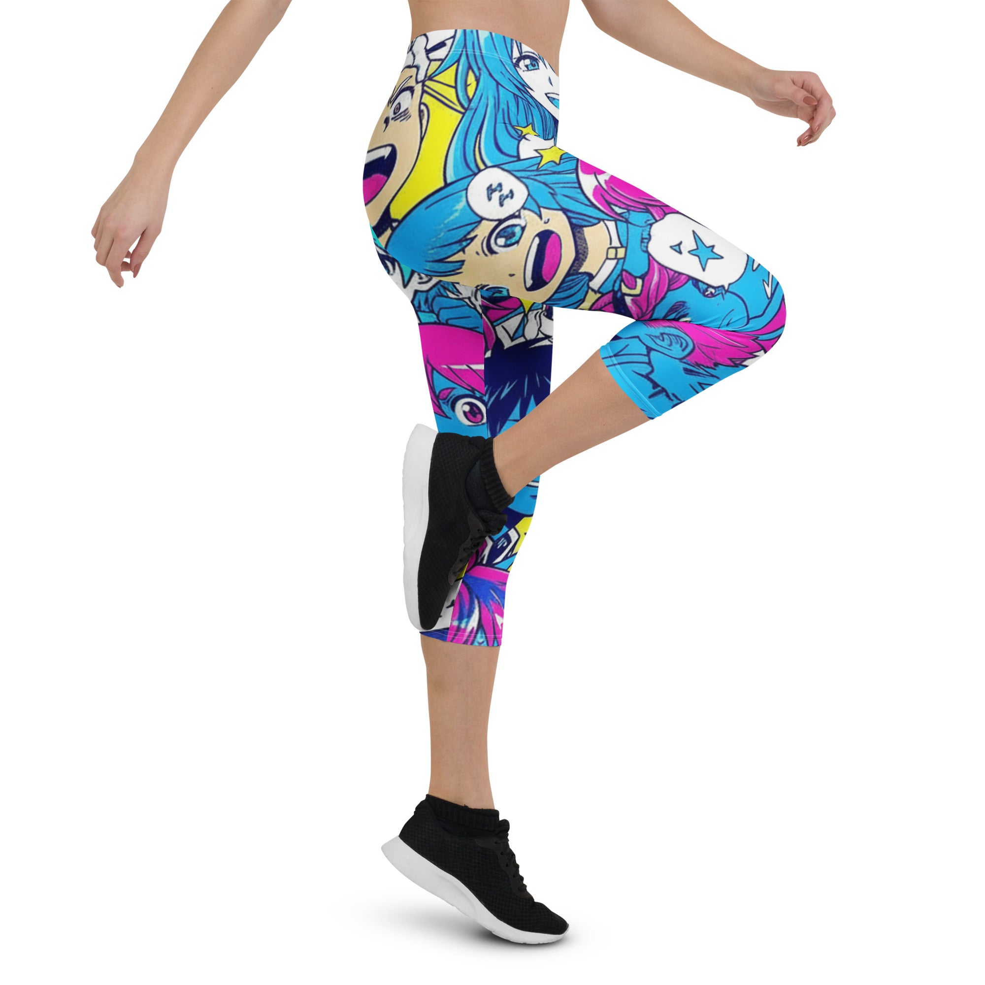 Anime Collage Neon Tokyo Capri Leggings | GearBunch