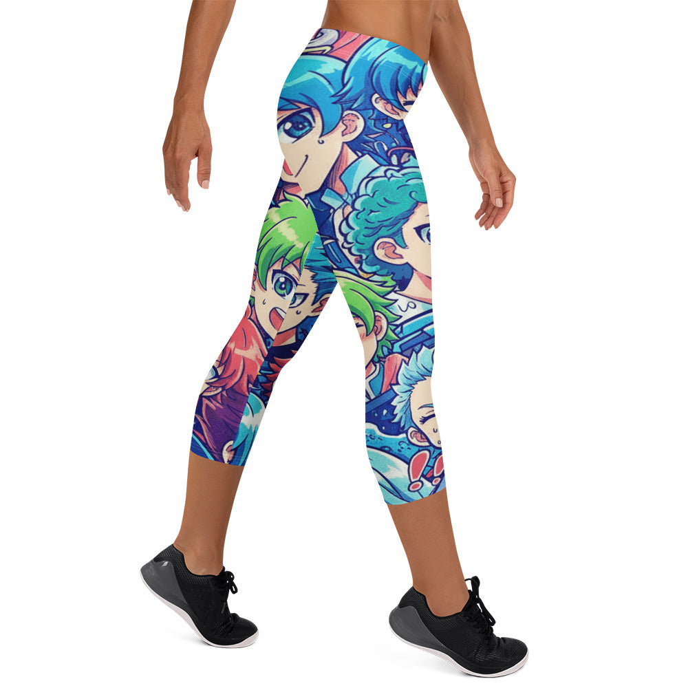 Anime Ocean Wave Capri Leggings | GearBunch