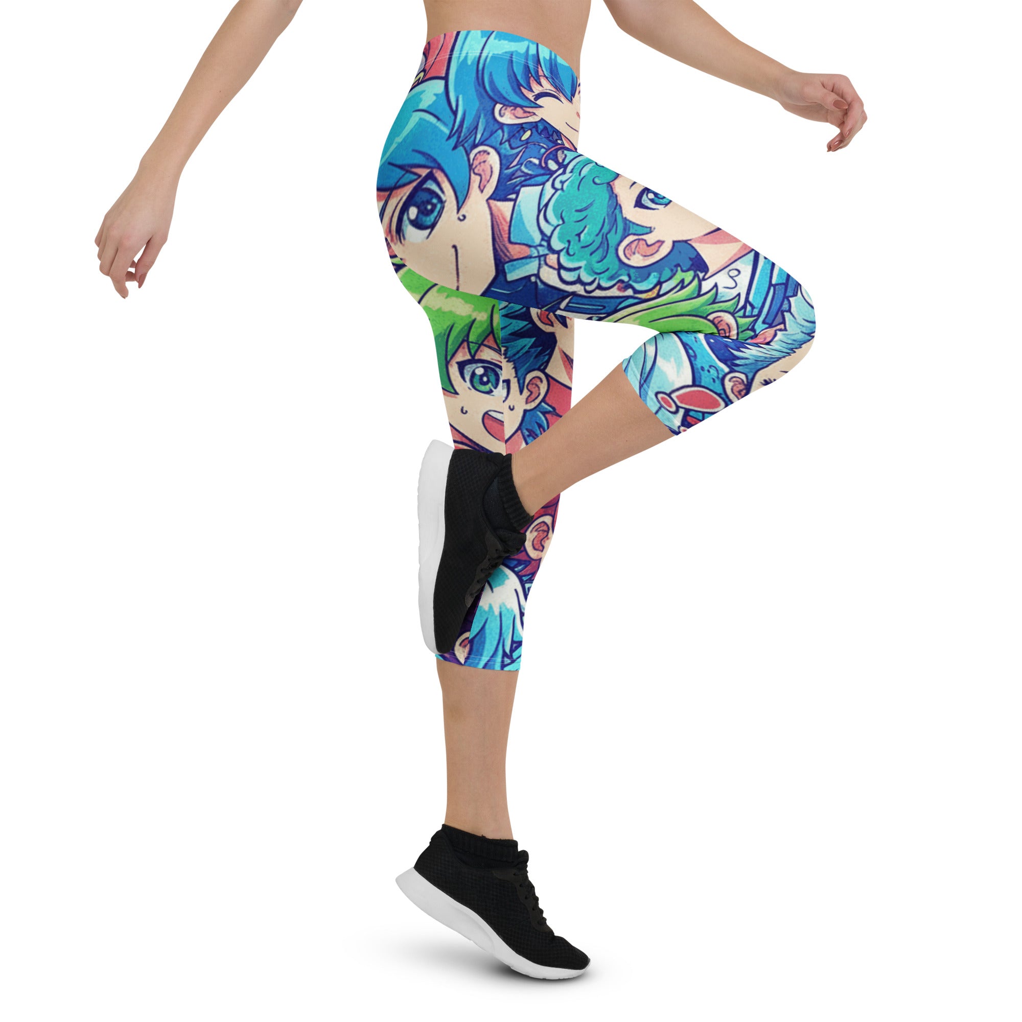 Anime Ocean Wave Capri Leggings | GearBunch