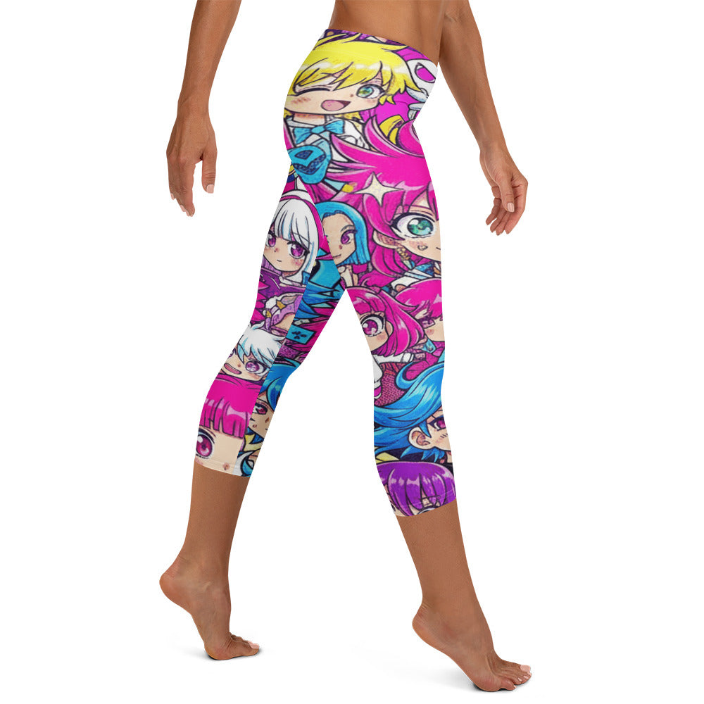Anime Collage Pop Idol Capri Leggings | GearBunch
