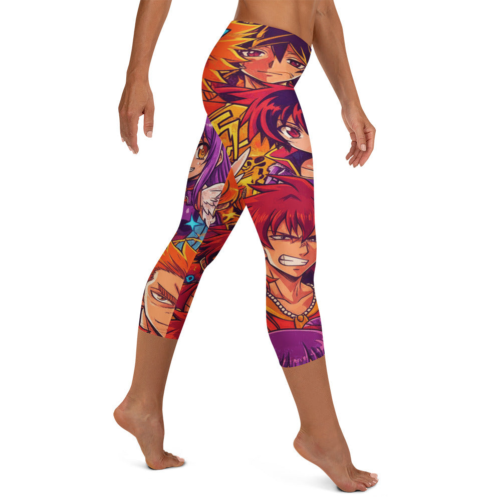 Anime Collage Sunset Samurai Capri Leggings | GearBunch