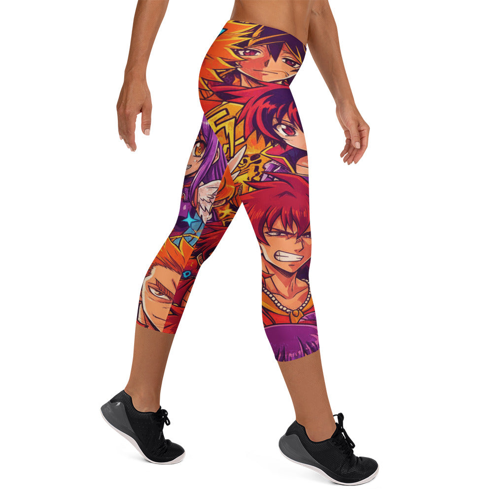 Anime Collage Sunset Samurai Capri Leggings | GearBunch