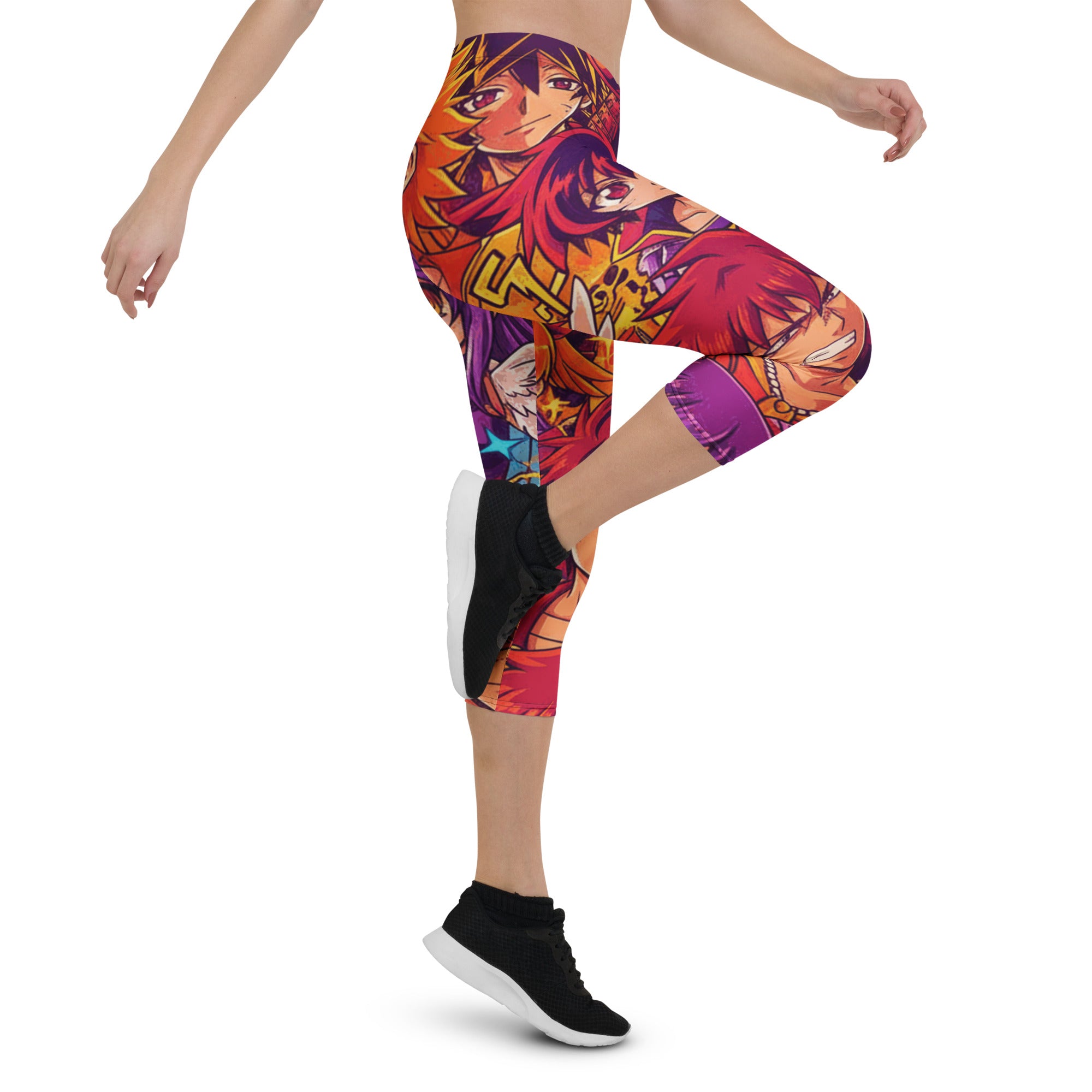 Anime Collage Sunset Samurai Capri Leggings | GearBunch