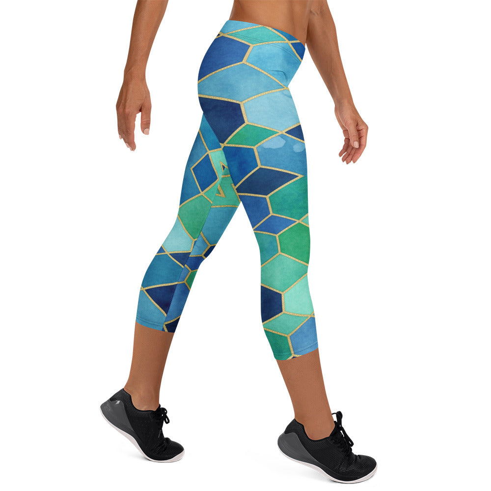Ocean Blues Capri Leggings | GearBunch