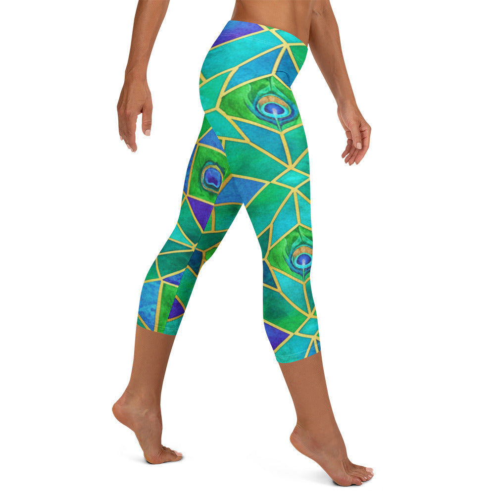 Peacock Plume Capri Leggings | GearBunch
