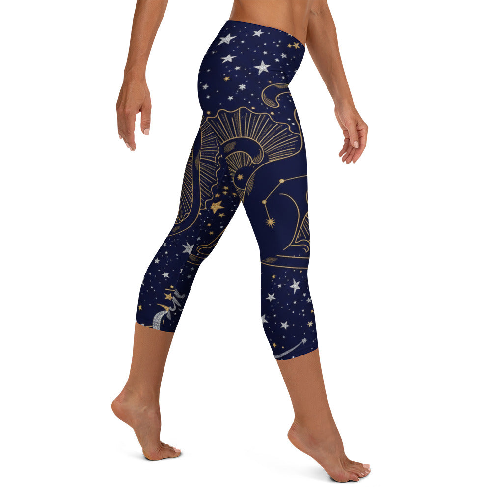 Black Cat Constellation Capri Leggings | GearBunch
