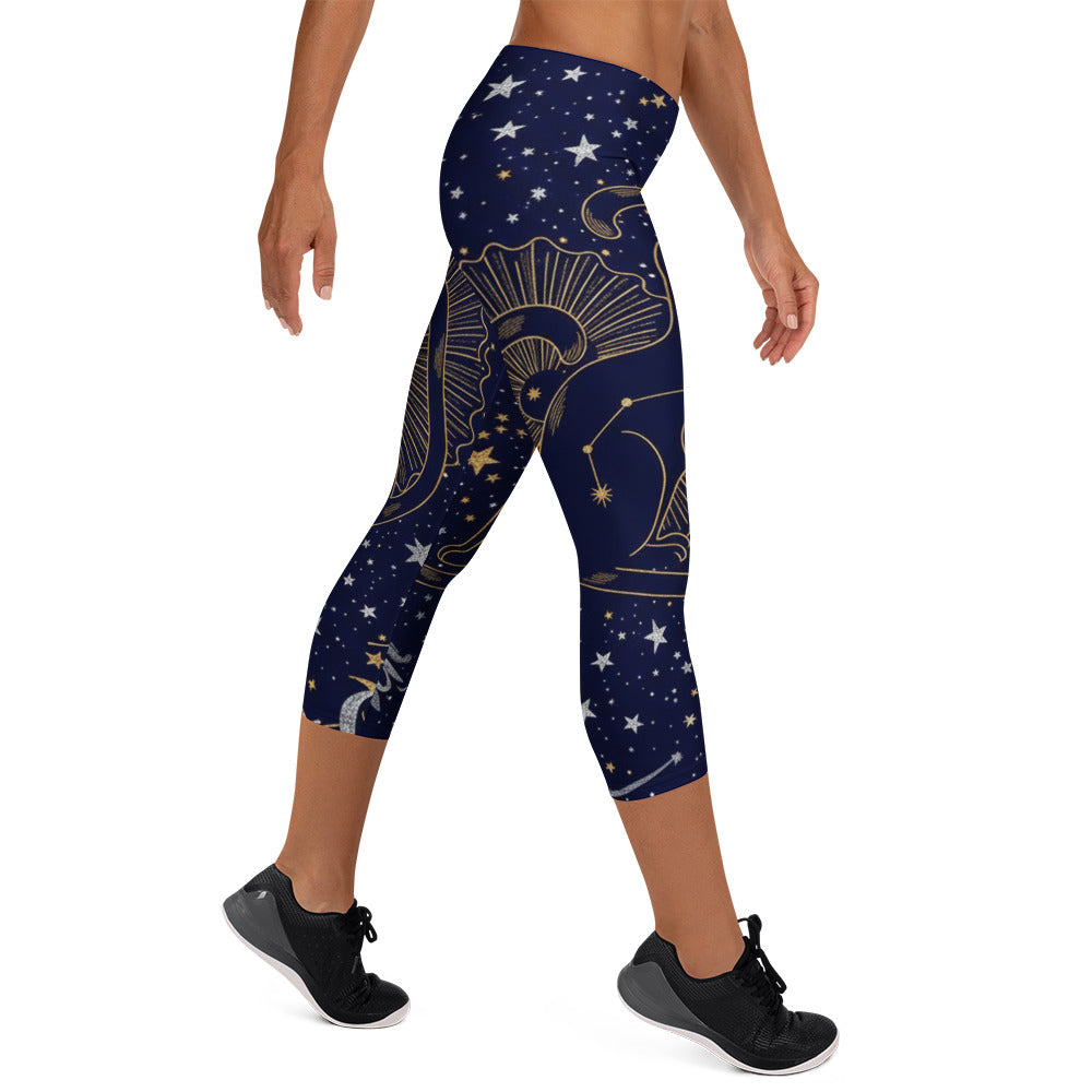 Black Cat Constellation Capri Leggings | GearBunch
