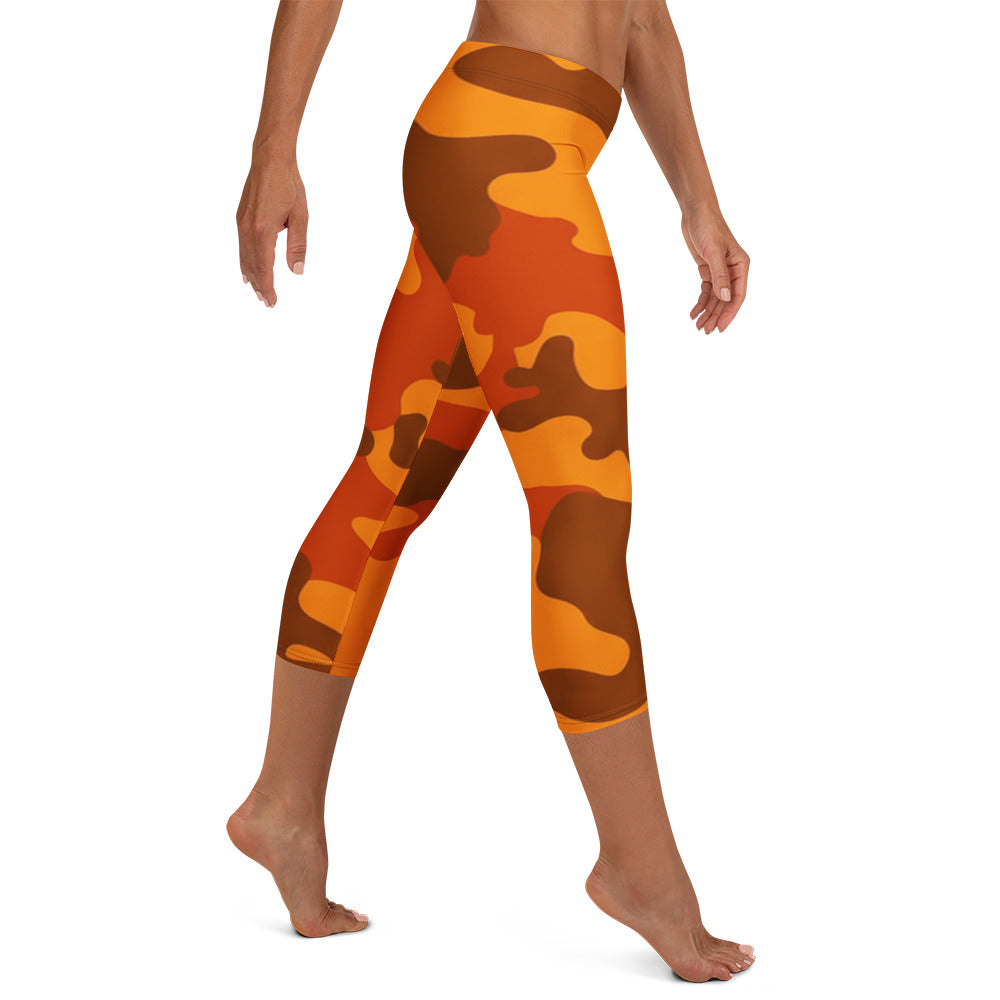 Burnt Orange Camo Capri Leggings | GearBunch